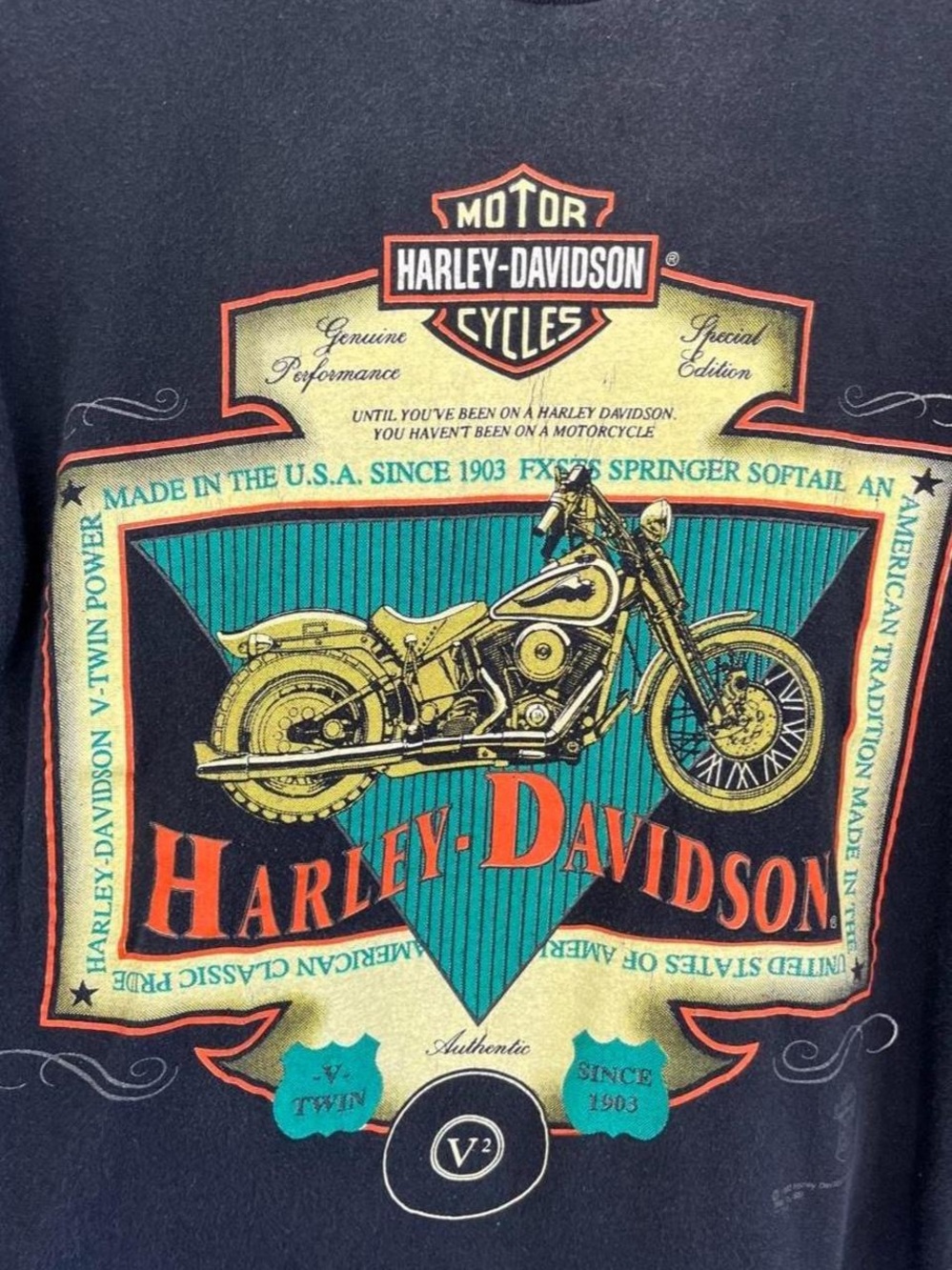 Vintage 1992 Harley Davidson Motor Clothes Single Stitch Faded Black